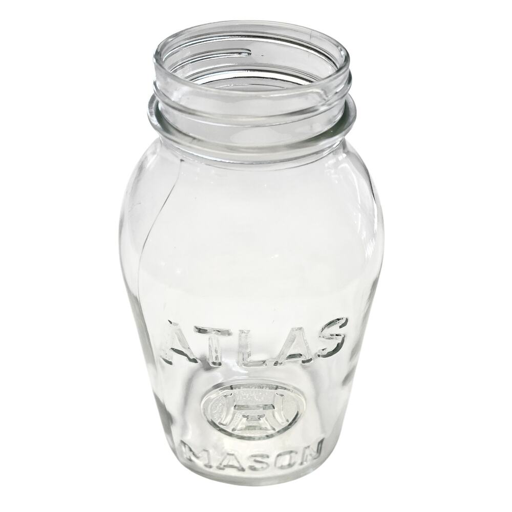 Vintage ATLAS MASON JAR Clear Glass WITHOUT LID 9.5"